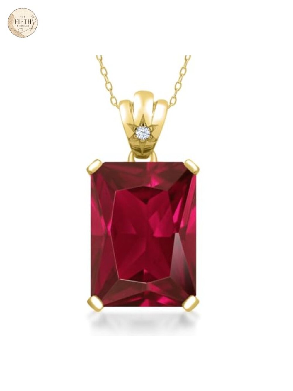 18K Yellow Gold Plated Emerald-Cut Birthstone Pendant Necklace 18 Inch